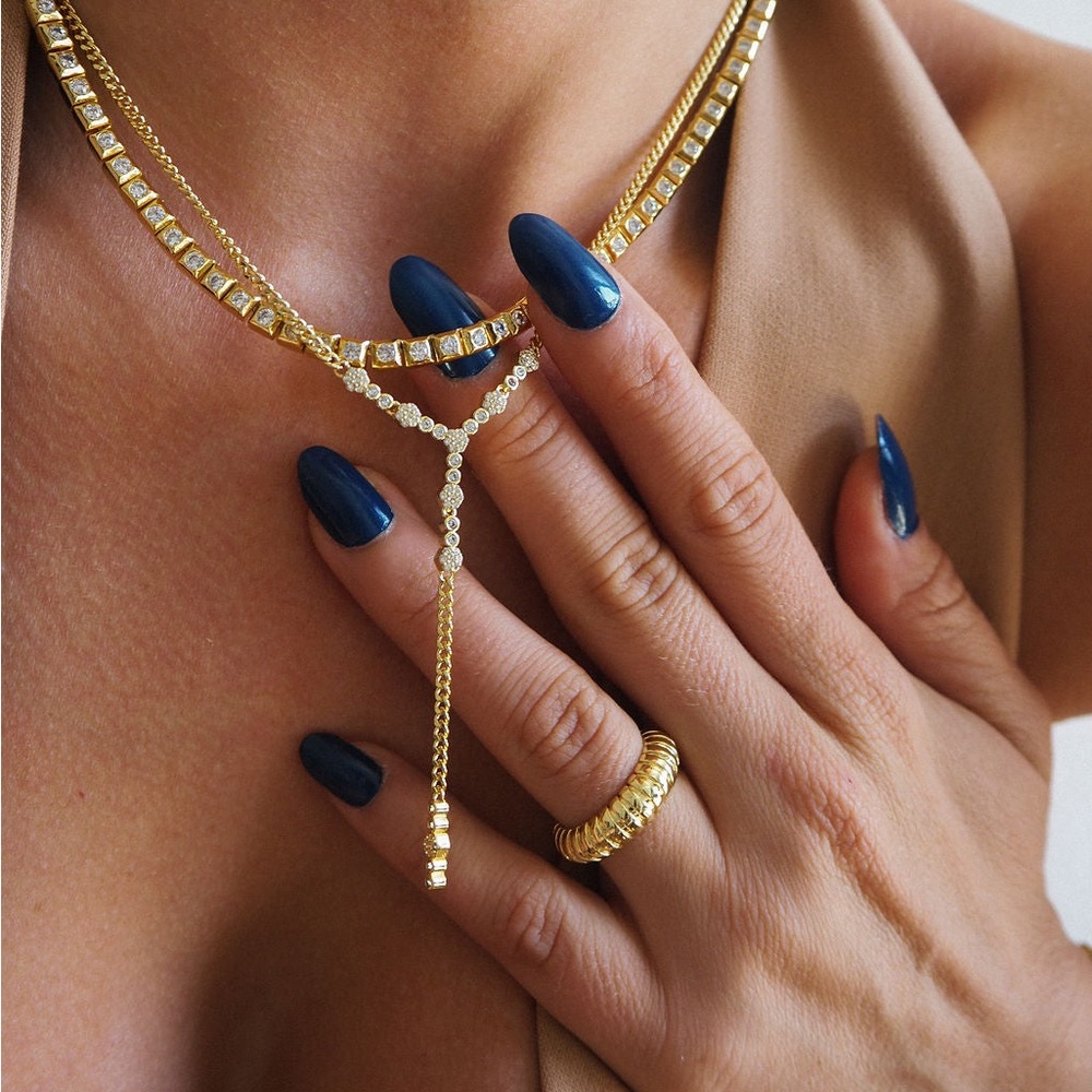 LUV AJ Hex Lariat Necklace - Gold - NWT